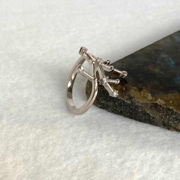 Sterling Silver 925 Star Sign Zodiac Virgo Constellation CZ Band Ring Sz 7.5 - Picture 13 of 16